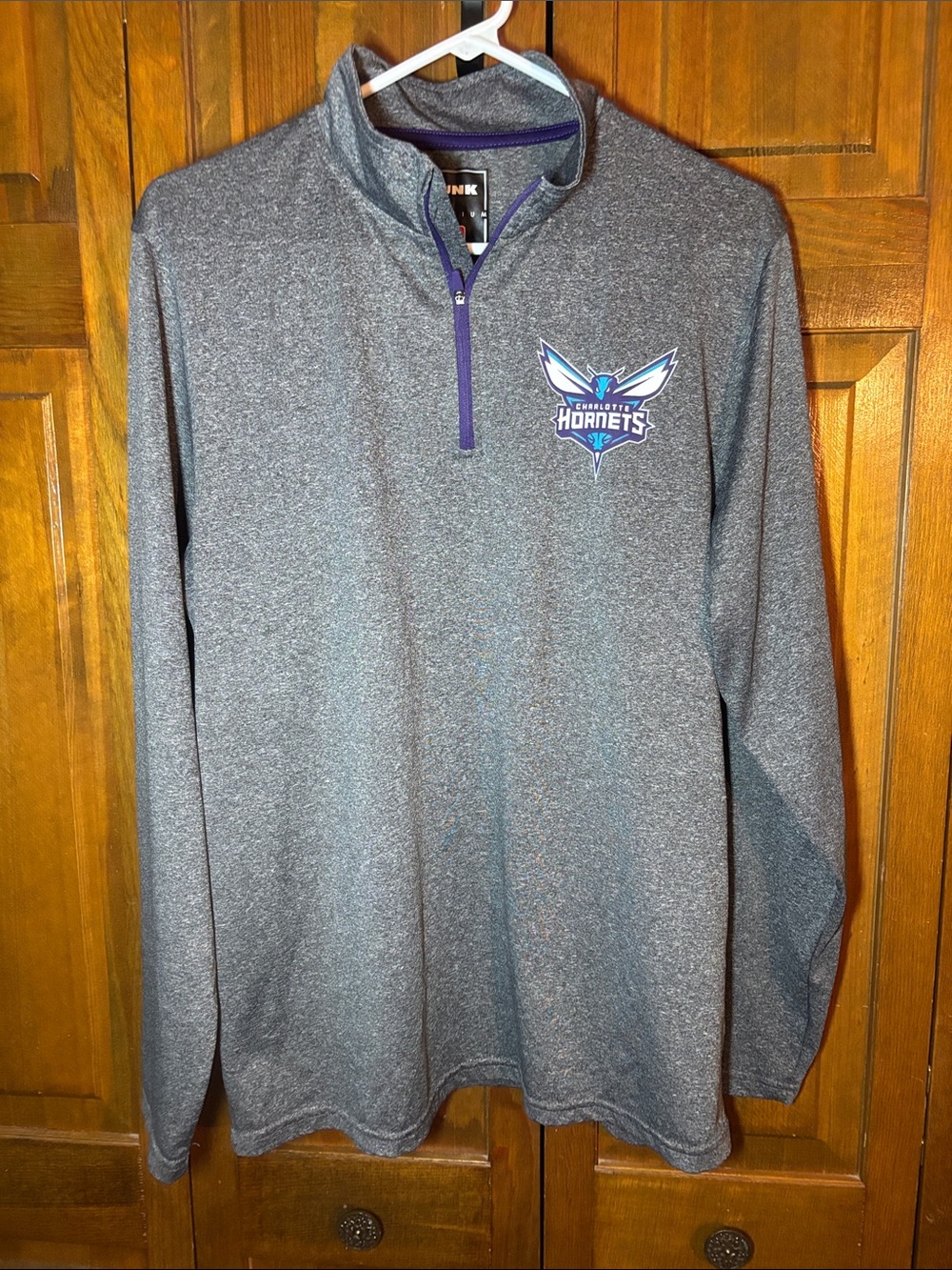 Unk Gray Charlotte Hornets Lightweight Pullover with Purple Trim